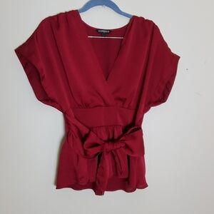 Express Peplum Burgandy V Neck Top Size SP